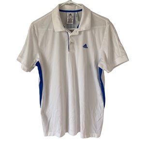 Adidas Climalite Golf Polo Shirt Mens Medium White Striped Performance